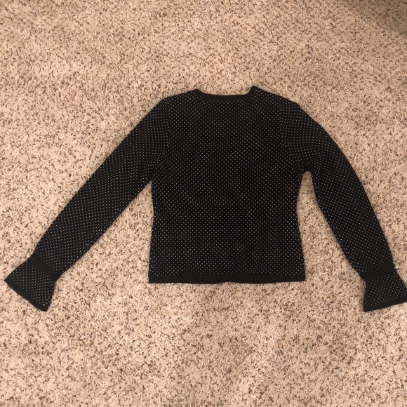 Cardigan Black with white dots and pearl details. - Picture 2 of 6